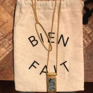 Madewell gold Y necklace marble stone NWOT